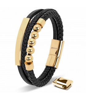 LEATHER BRACELET PEARL GOLD